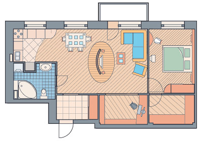 Перепланировка трёхкомнатной квартиры в доме серии II–29