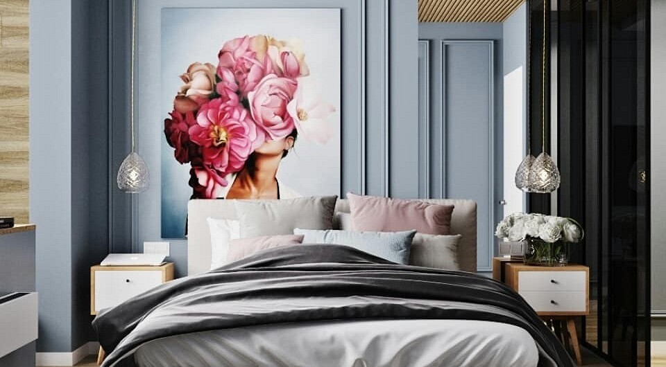 Модные картины в спальню над кроватью