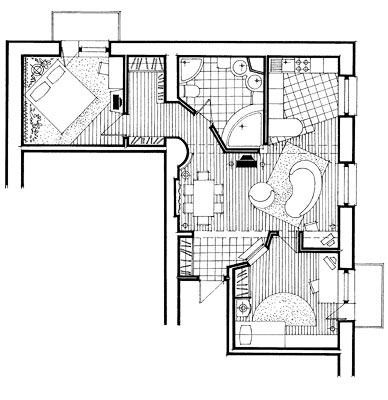 Перепланировка сталинки 3 комнаты на две стороны