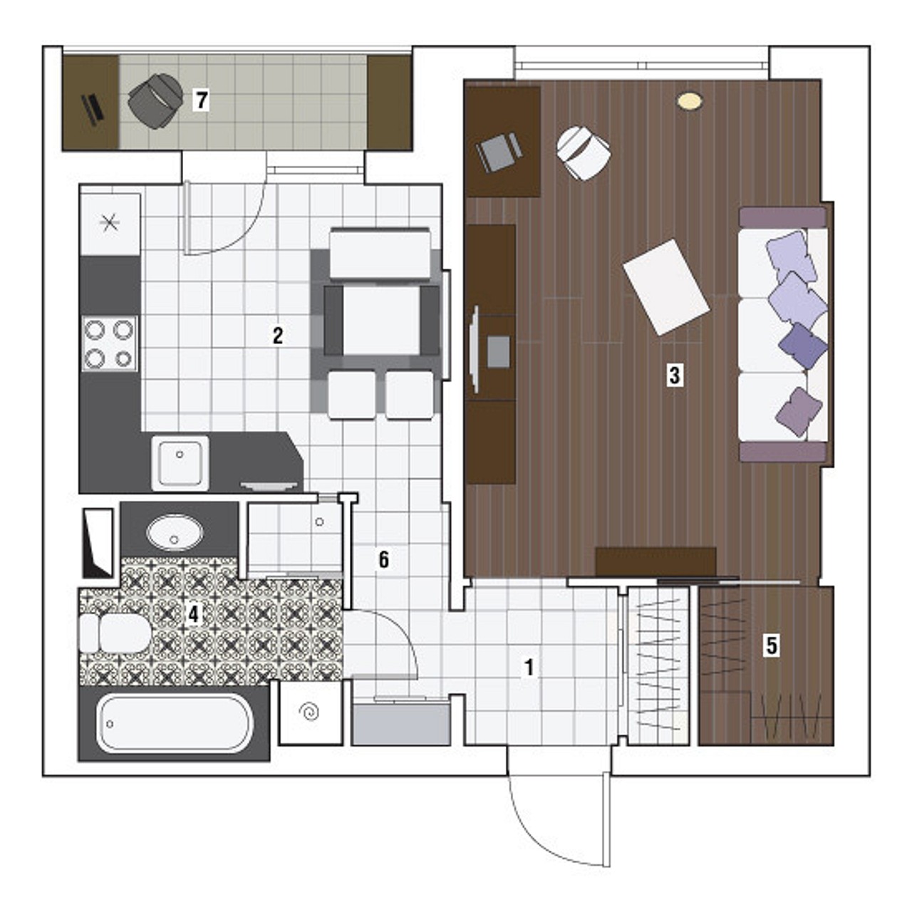 п46м дизайн проект двухкомнатной квартиры