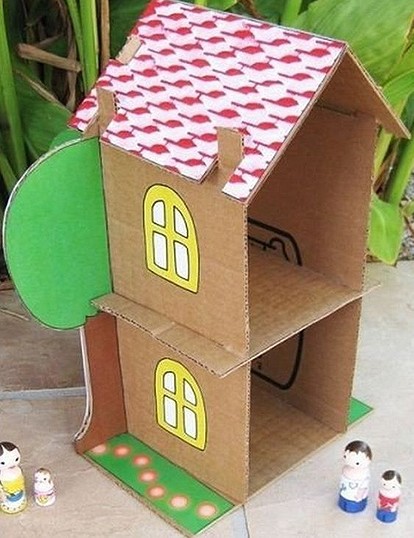 Как сделать большой домик из картона