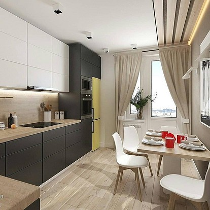 Кухня с балконом: дизайн интерьера и оригинальные решения планировки с фото