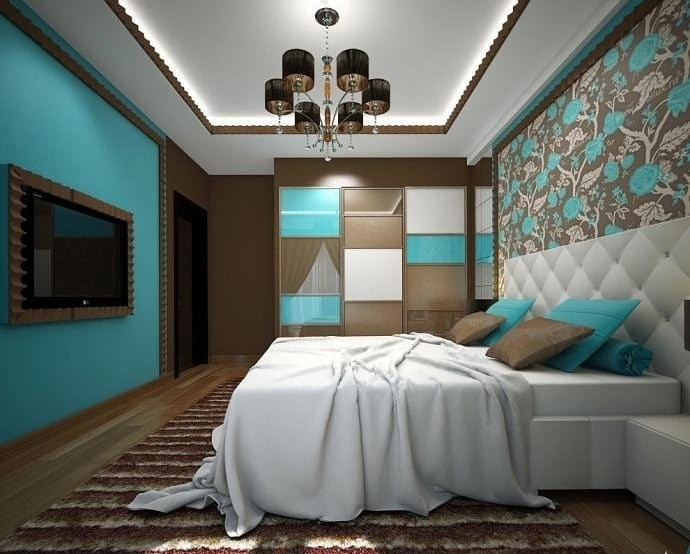 Дизайн спальни в бирюзовых тонах: 75 примеров
