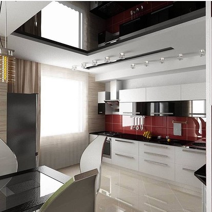 Дизайн потолков натяжных потолков для кухни