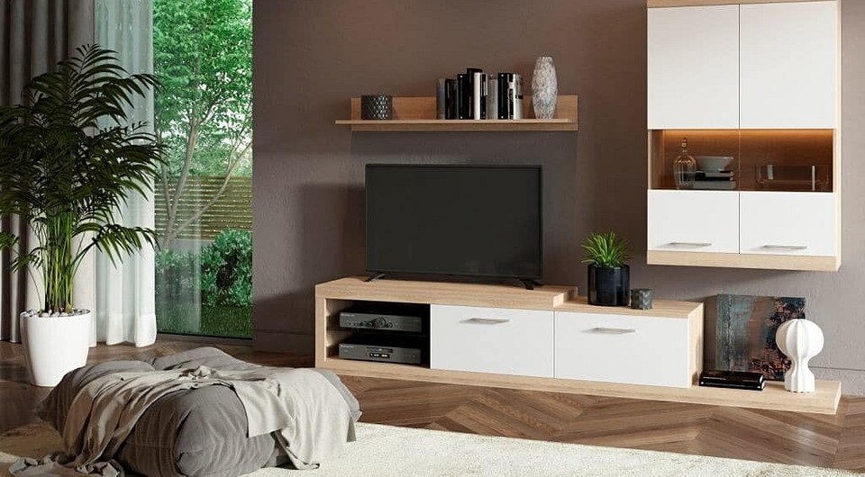 Стенка под телевизор в гостиную: яркие фото, особенности, преимущества и целесообразность покупки