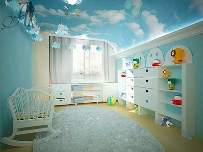 Натяжной потолок в детской комнате (65 фото)