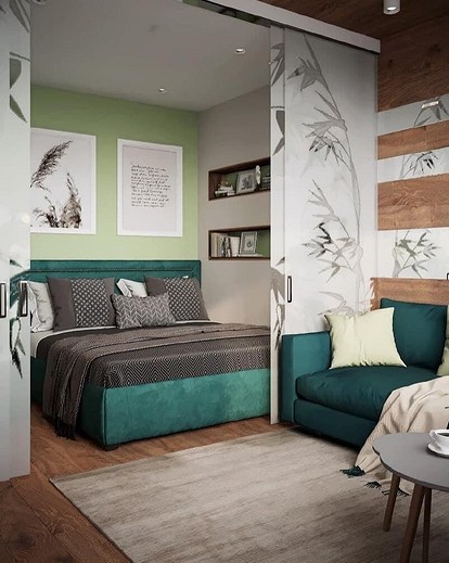 Дизайн гостиной спальни - фото идеально разделенного интерьера в гостиной