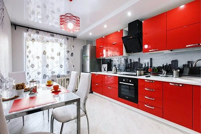 Красная кухня: идеи дизайна, фото в интерьере. Красные кухонные гарнитуры в Екатеринбурге