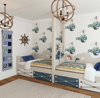 Морской дизайн для детской комнаты: цветовые решения и выбор мебели