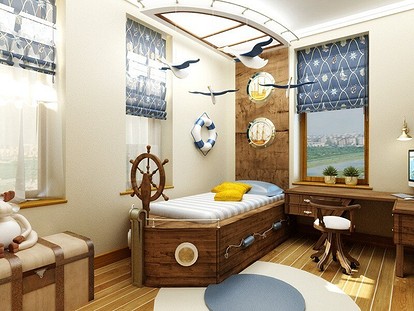 Детская комната в морском стиле (30 фото)