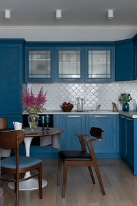 Дизайн кухни в синем цвете (81 фото)