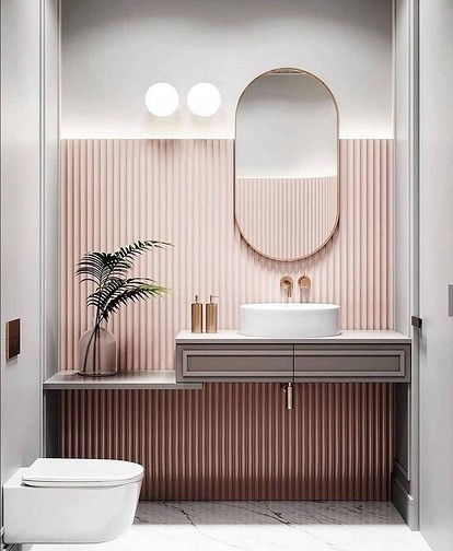 Дизайн ванной комнаты в розовом цвете | Мастер | Дзен