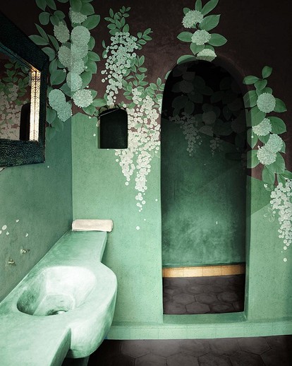 Зеленые стены в ванной комнате - 76 фото