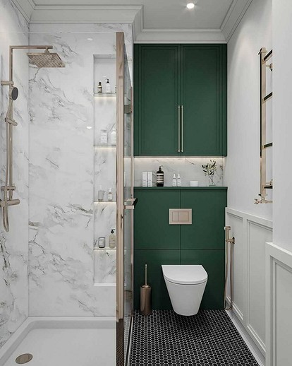 Зеленый цвет в дизайне ванной комнаты (ФОТО)