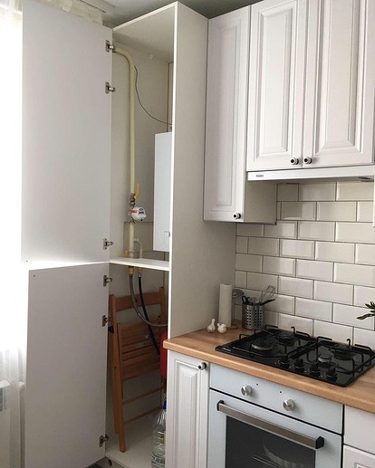 Дизайн маленькой кухни с газовой колонкой - 60 фото