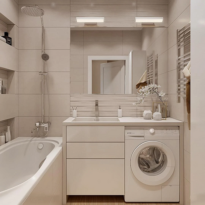 Планировка и дизайн ванной комнаты в хрущевке — выбор стиля интерьера и цветового решения