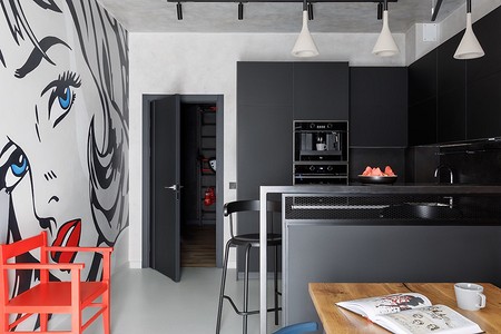 Красно-черная кухня: дизайн интерьера