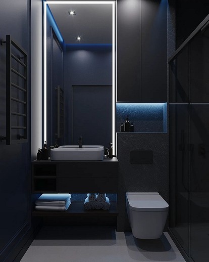 Примеры дизайна чёрной ванной комнаты - 50 фото и описания