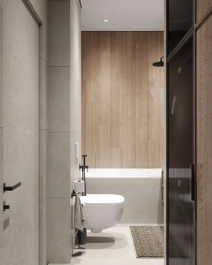 Дизайн черно-белой ванной комнаты