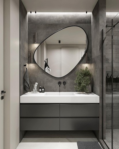 Серая ванная комната в современном стиле