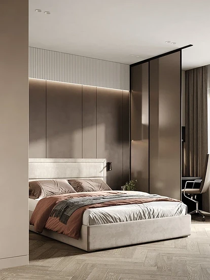Оранжевая спальня: дизайн интерьера спальни в зеленых тонах, 30+ фото