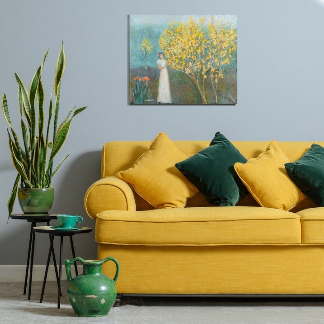 диван черный с желтым