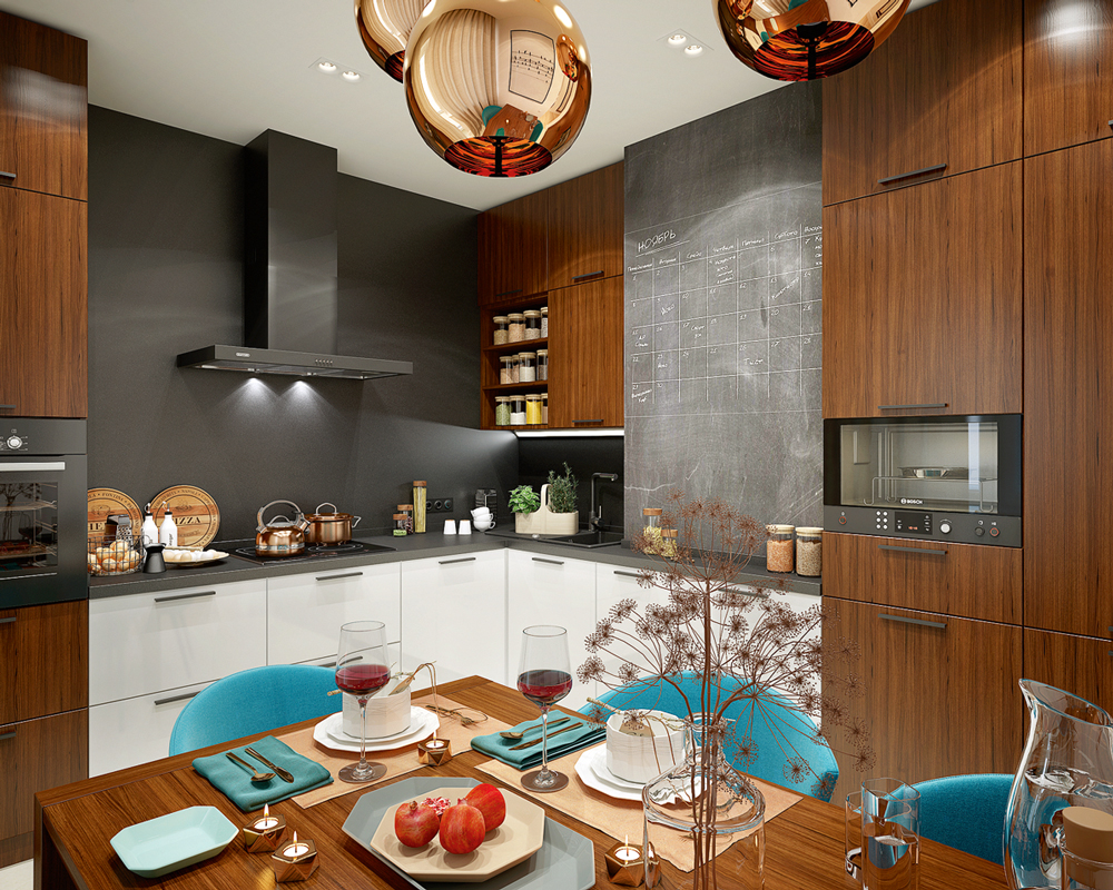 Дизайн кухни в доме в разных стилях