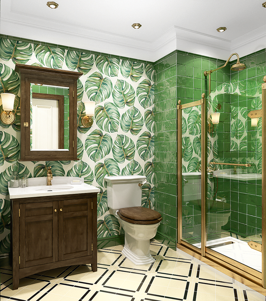 мебель для ванной комнаты зеленая