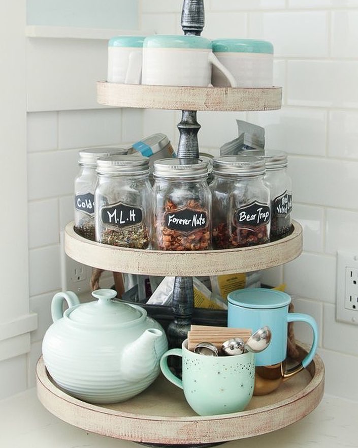 стильное хранение организация лайфхак подставка для чая и чашек на кухне