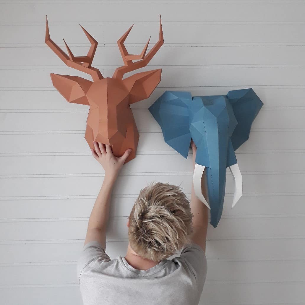 3D-фигуры оригами в декоре интерьера дизайн фото